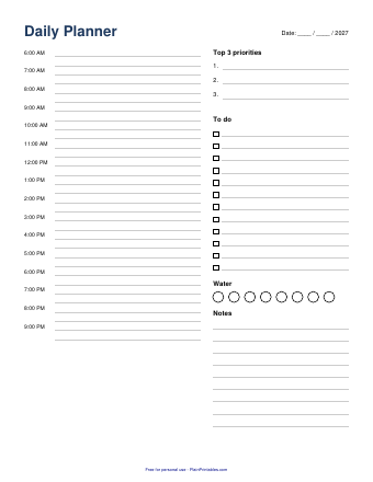 Free 2027 Daily Planner Page (Printable PDF)