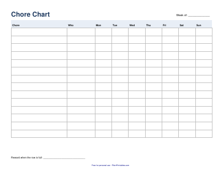 Free Printable Chore Chart (Weekly PDF)