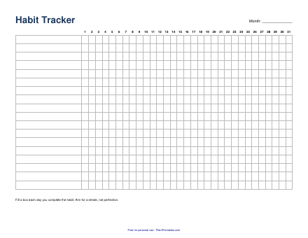 Free Printable Habit Tracker (Monthly PDF)
