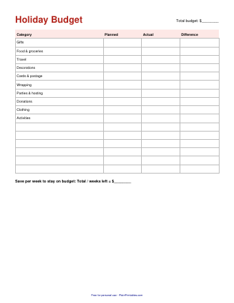 Free Holiday Budget Planner Printable (PDF)