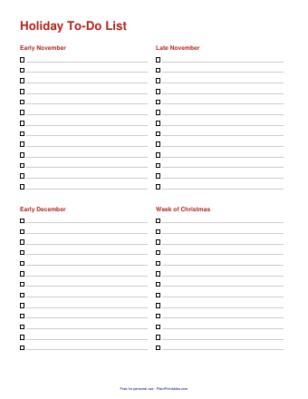 Free Holiday To-Do List Printable (PDF)