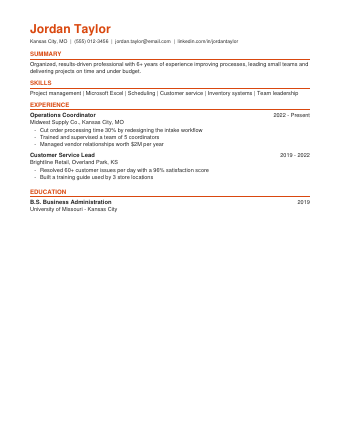 Career Change resume template preview