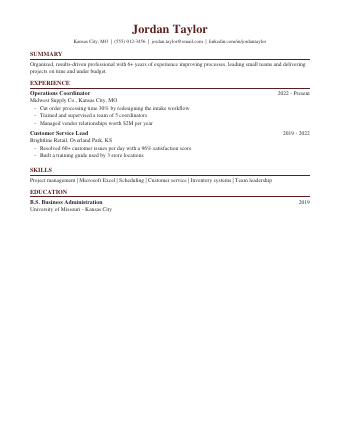 Executive resume template preview