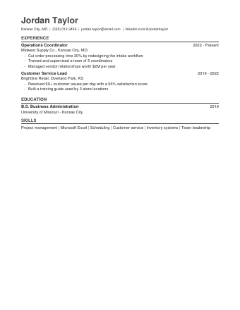 Minimal resume template preview