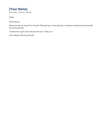 Short / Email Cover Letter preview