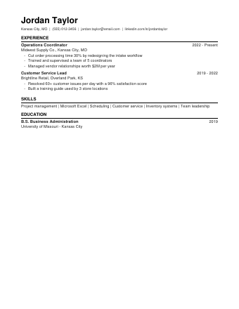 Simple One-Page resume template preview