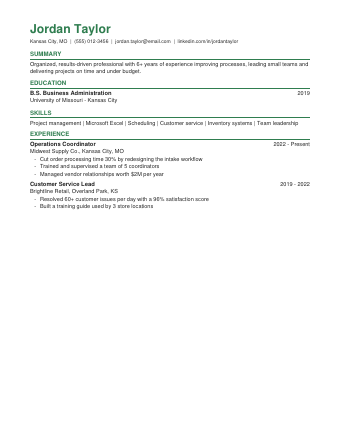 Student / Entry-Level resume template preview