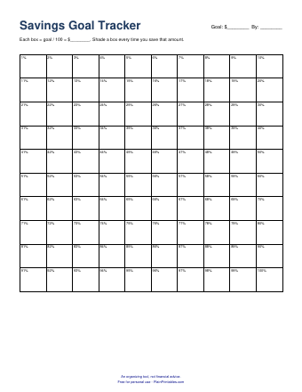 Free Savings Goal Tracker Printable (PDF) &ndash; preview of the printable page