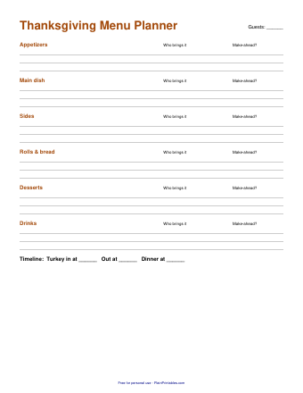 Free Thanksgiving Menu Planner Printable (PDF)